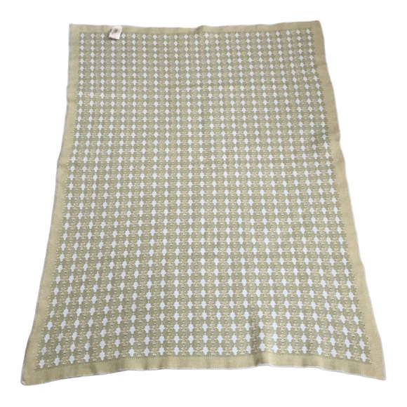 MIGI BLUE GREEN DIAMOND PATTERN ARGYLE BABY BLANKET 100% COTTON - Picture 2 of 11